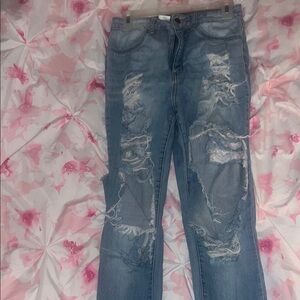 Fashion Nova Blue Skinny Distressed Jeans